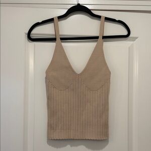 Zara Beige Ribbed Camisole Knit Top